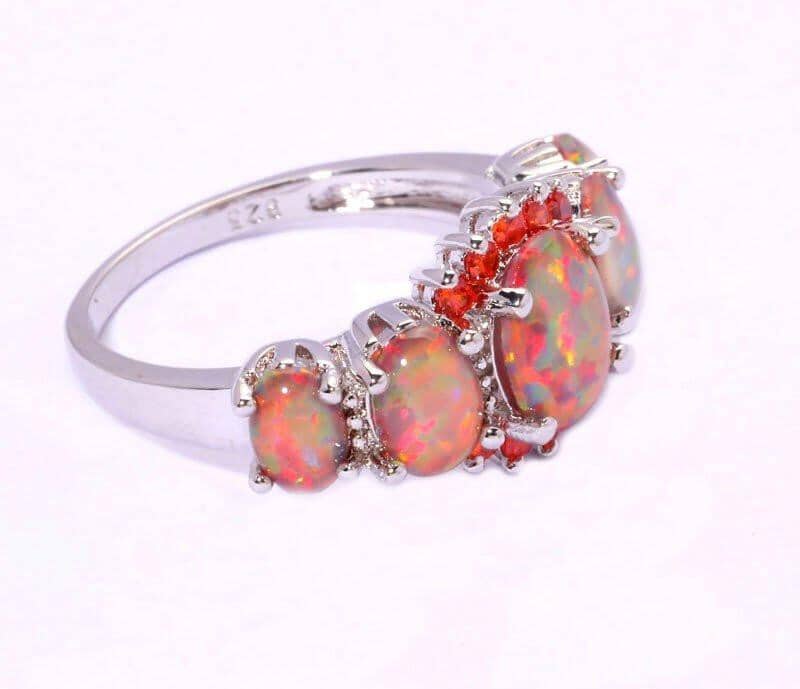 Orange Fire Opal Set - Ring, Earrings & BraceletJewelry Set