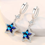 Fashion Blue Sapphire Star Crystal Drop Earrings - 925 Sterling SilverEarrings