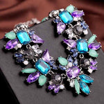 Amethyst Sapphire Crystal Flower Pendant NecklaceNecklace