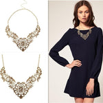 European Vintage Luxurious Bronze Lace Flower Chain Choker NecklaceNecklace