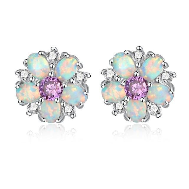 White Fire Opal Stud EarringsEarringsPurple
