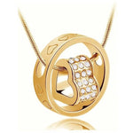 Rhinestone Love Heart Pendant NecklaceNecklaceGold White