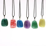 Aventurine and Other Stones Natural Crystal Irregular Tumbled Stone Reiki Rope NecklaceNecklace