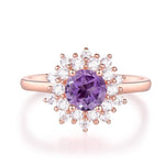 Natural Amethyst Zircon Flower Ring - 925 Sterling SilverRing5Natural amethyst