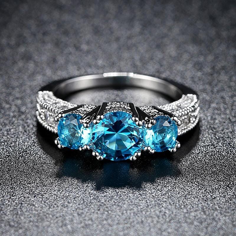 Ocean Aquamarine Silver Plated RingRing