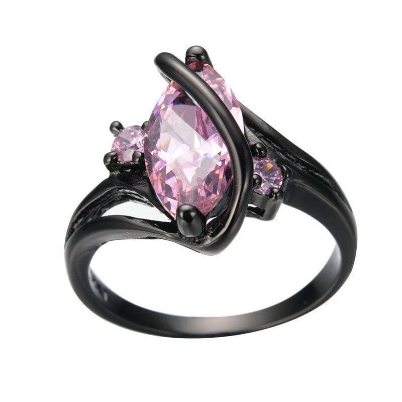 Black Gold Filled Pink Sapphire Oval RingRing4