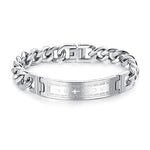 Cross WWJD Stainless Steel Wristband BraceletsBraceletSilver