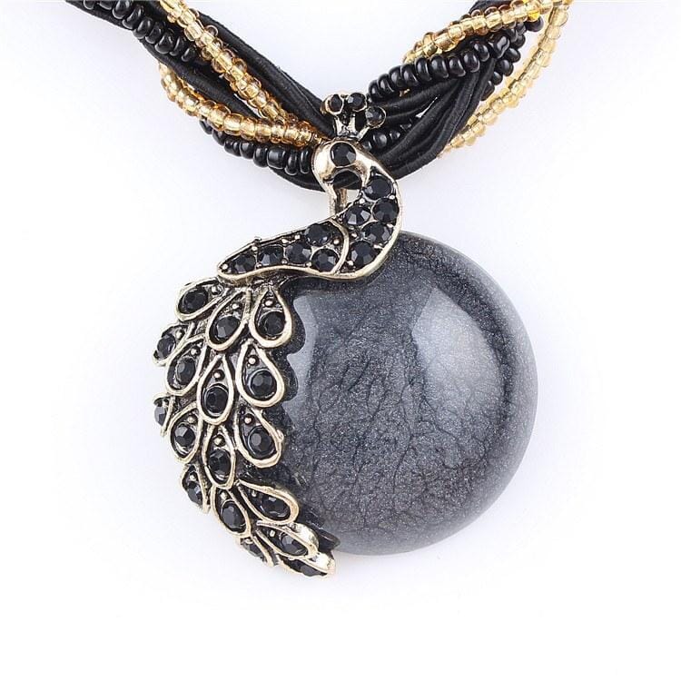 Peacock Turquoise NecklaceNecklaceDark Gray