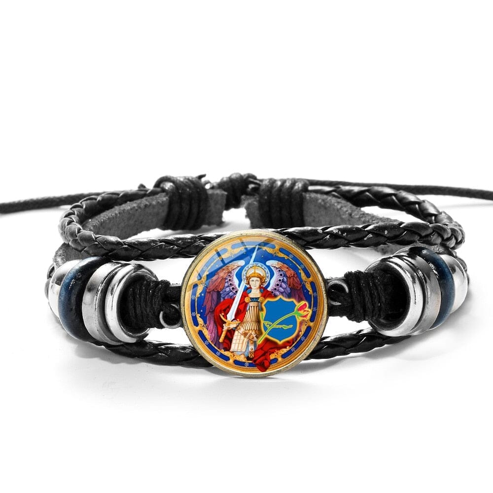 WWJD Archangel St.Michael Leather BraceletBracelet