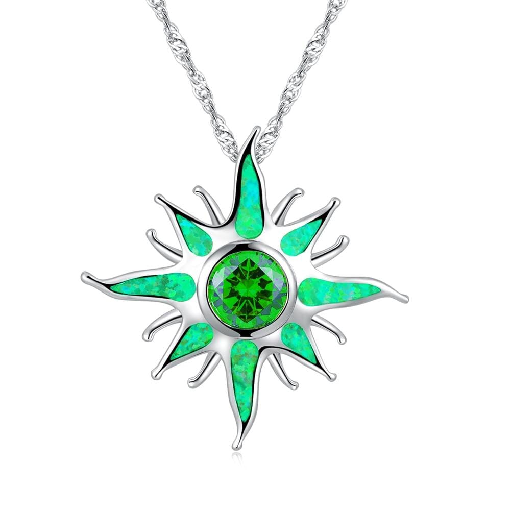 Starburst Green Fire Opal Emerald Pendant NecklacePendant