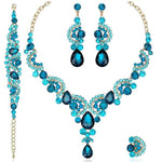 Blue Sapphire Necklace Earring SetEarrings4pcs Set Lake Blue