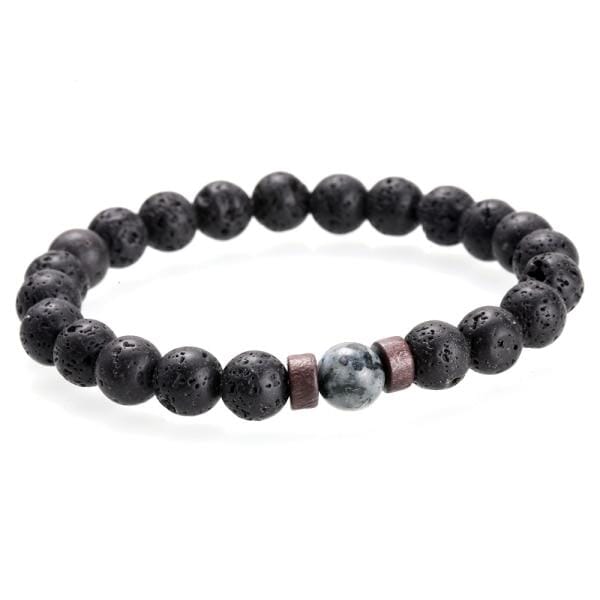 Natural Moonstone Lava Stone Bead Tibetan Buddha Bracelet For MenBeadsG