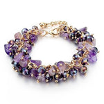 Gold Plated Chain And Natural Stones Charm BraceletsBraceletPurple