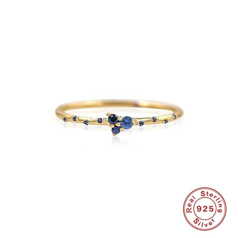 Trendy Fashion Dazzling Sapphire CZ Stone Ring - S925 Sterling SilverRing6
