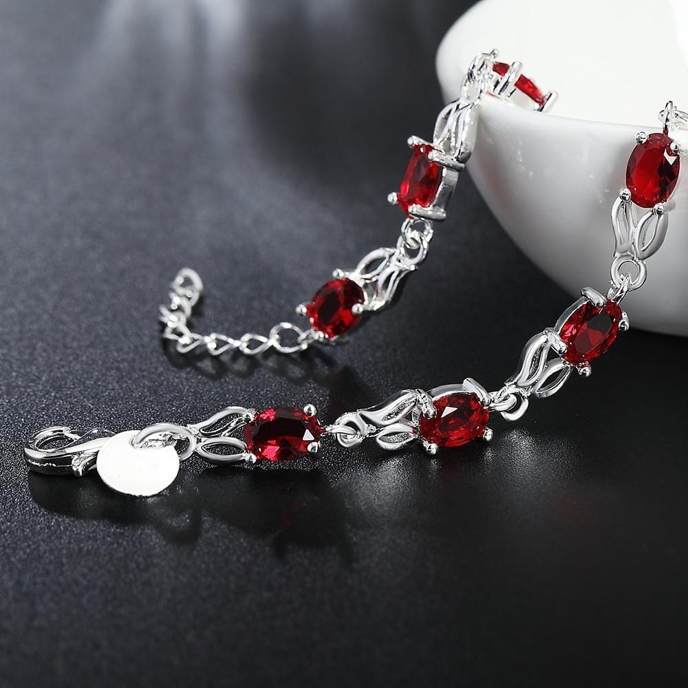 Ruby Link Bracelet - 925 Sterling SilverBracelet