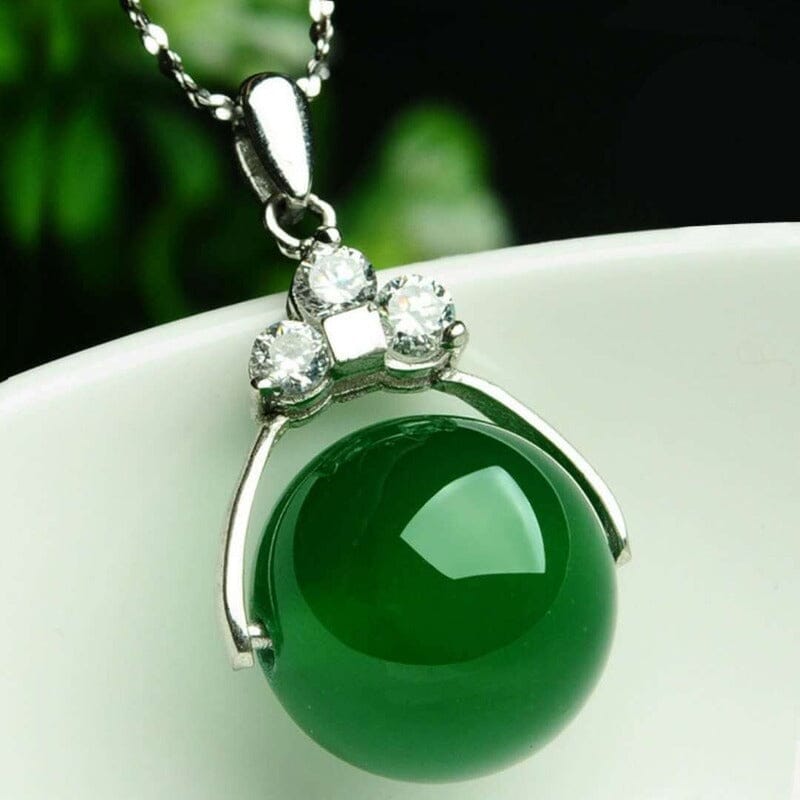 Natural Green Jade Chalcedony Necklace - 925 Sterling SilverNecklaces