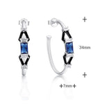 Original Design Sapphire and Black Onyx Earrings - 925 Sterling SilverEarrings