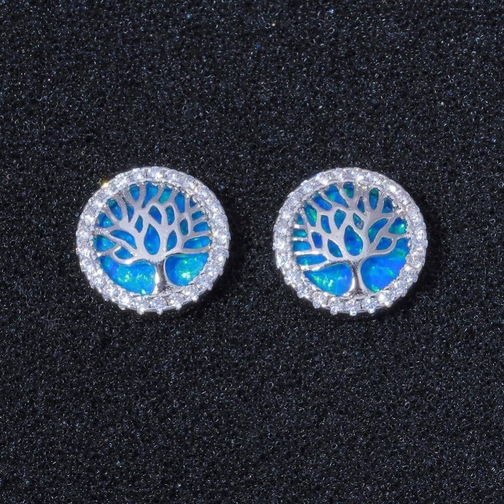 Fire Opal Tree of Life Stud EarringsEarrings