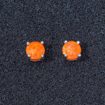 Orange Fire Opal Round Shape Stud EarringsEarrings
