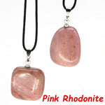 Aventurine and Other Stones Natural Crystal Irregular Tumbled Stone Reiki Rope NecklaceNecklacePink Rhodonite