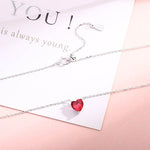 Little Heart Shape Ruby Necklace - 925 Sterling SilverNecklace