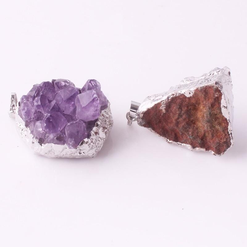 Natural Amethysts Quartz Geode NecklaceNecklace