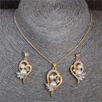 18K Gold Plated Full Crystal Pearl Jewelry SetJewelry Set