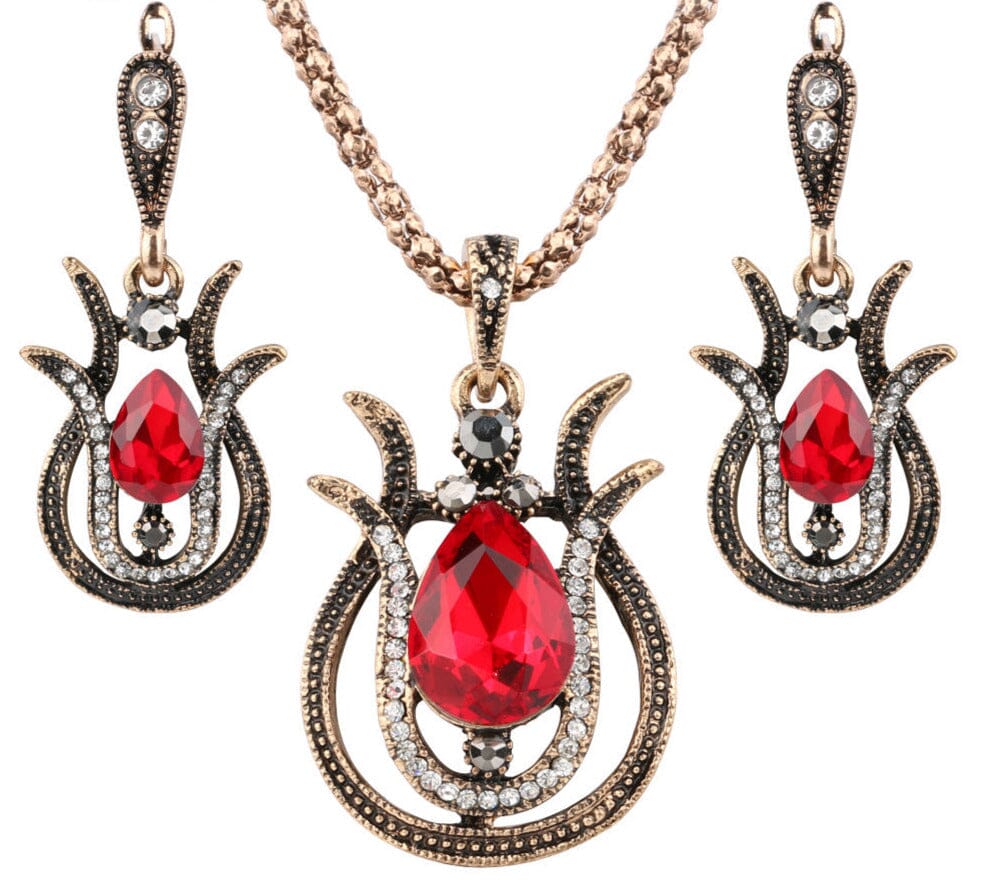 Turkish Lily Flower Set - Pendant/EarringsJewelry Set