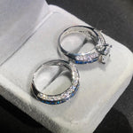 Luxury 10K White Gold Filled Blue Sapphire Gem Simulated Diamond RingRing