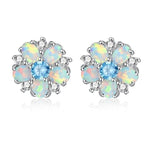 White Fire Opal Stud EarringsEarringsBlue