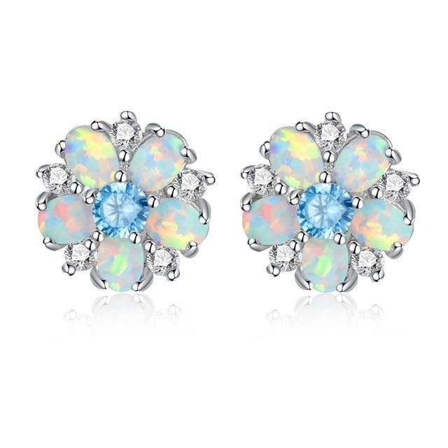 White Fire Opal Stud EarringsEarringsBlue