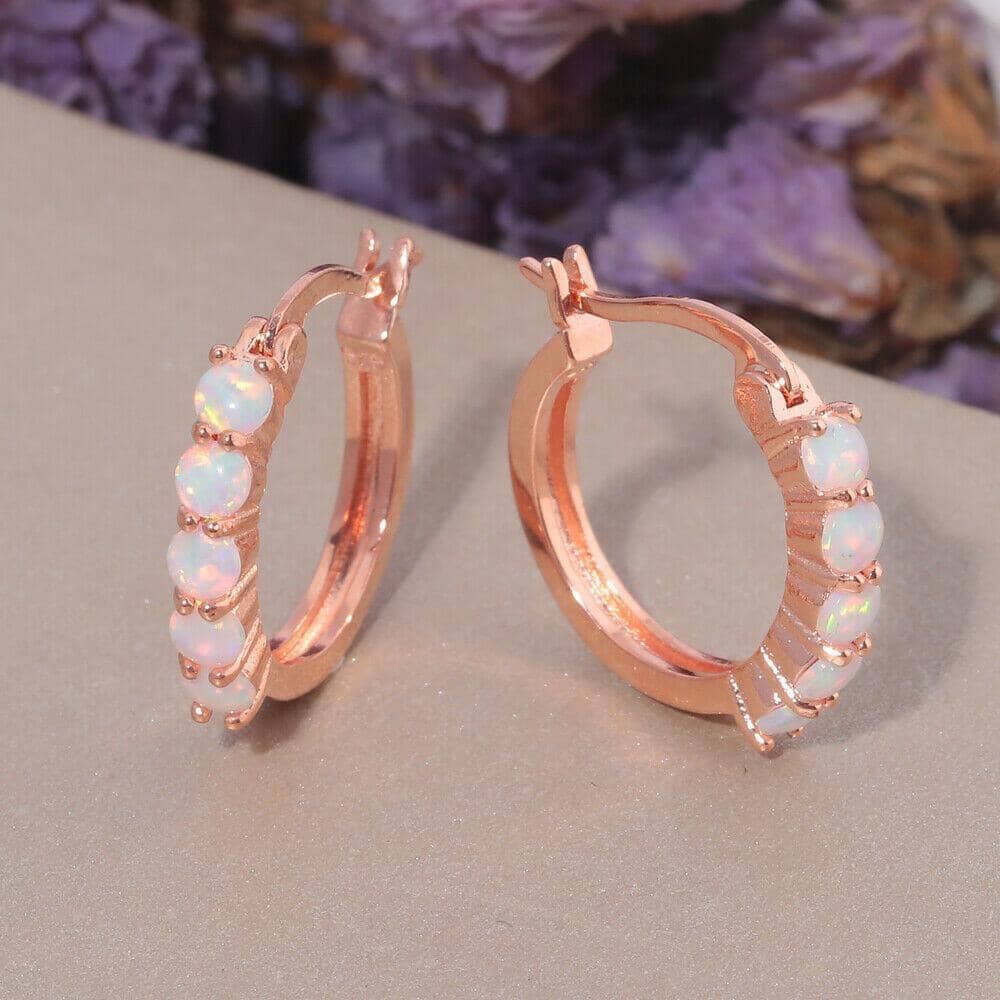 HOT SELL White Fire Opal Rose Gold EarringsEarrings
