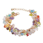 Gold Plated Chain And Natural Stones Charm BraceletsBraceletMulticolor