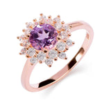 Natural Amethyst Zircon Flower Ring - 925 Sterling SilverRing