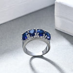 Simple Luxury 4 Sapphire Ring - 925 Sterling SilverRing