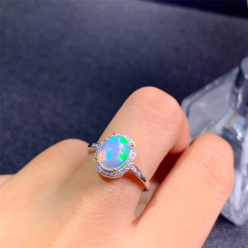 Natural Fire Opal Ring - 925 Sterling SilverRing