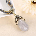 Retro Ethnic Style Alloy Rhinestone Link Chain Choker Bib Stress Reliever NecklaceNecklaceGray