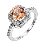 Champagne Morganite White CZ Ring - 925 Sterling SilverRing7
