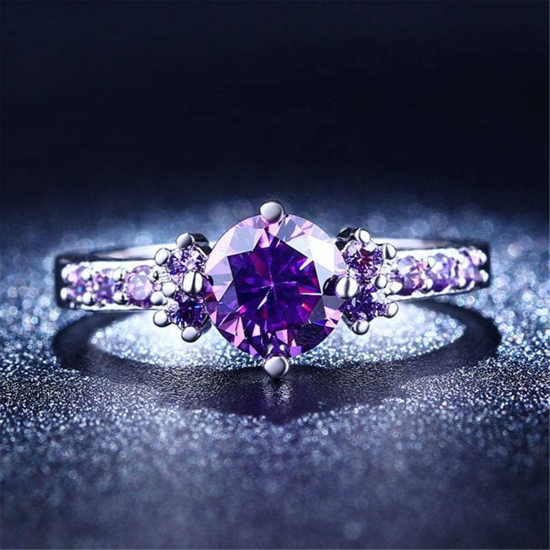 Amethyst Silver Plated Ring DiamondRing6