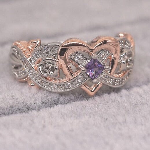 Heart Infinity Love Amethyst Ring - 925 Sterling SilverRing
