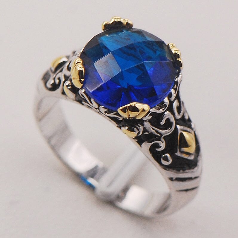 Vintage Style Sapphire Crystal Zircon Ring - 925 Sterling SilverRing6