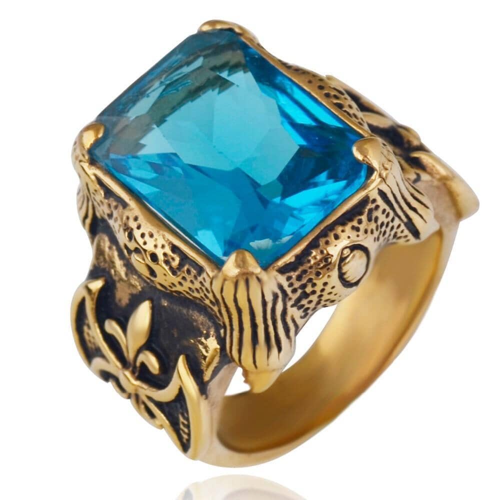 Aquamarine Gold Vintage Men RingRing7