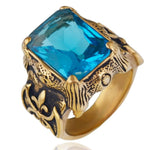 Aquamarine Gold Vintage Men RingRing7