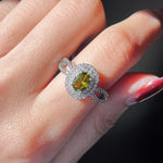 Stunning Elegant Olive Green CZ Temperament Proposal RingRing