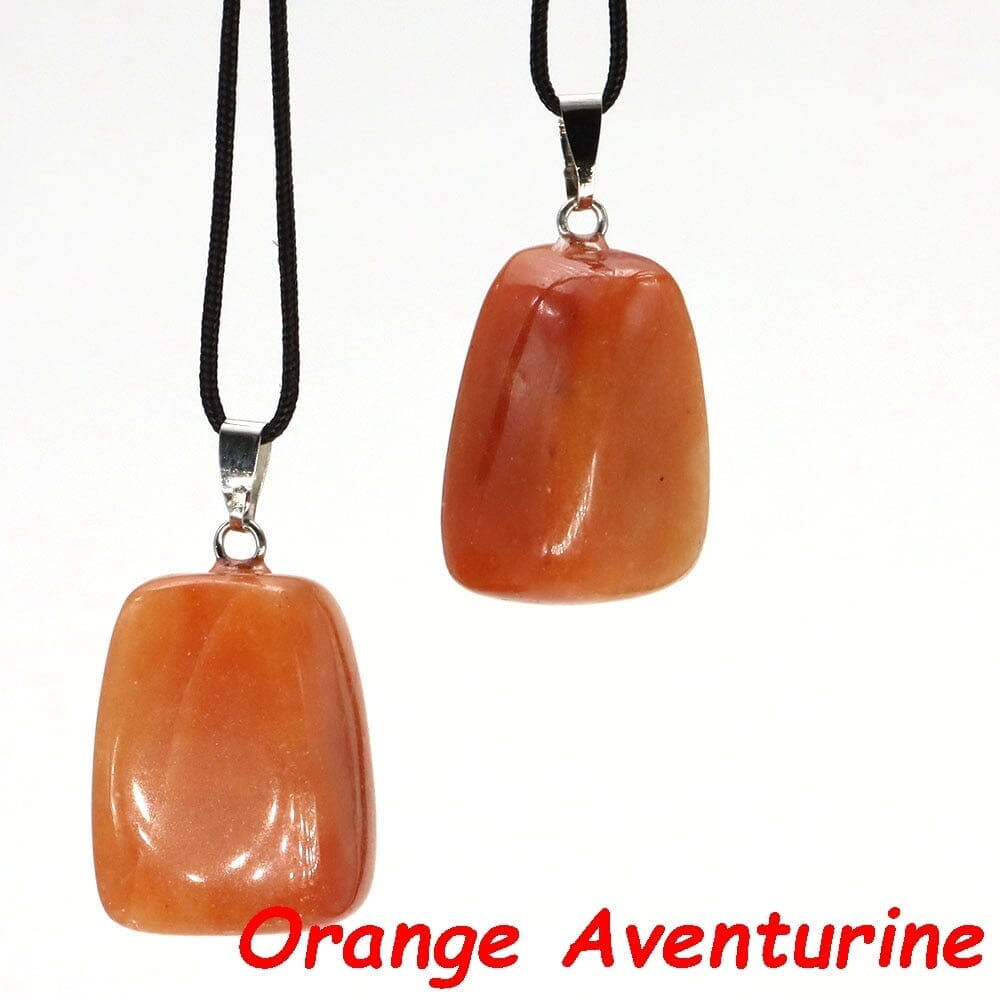Aventurine and Other Stones Natural Crystal Irregular Tumbled Stone Reiki Rope NecklaceNecklaceOrange Aventurine