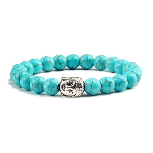 Men Buddha Natural Stone Bead BraceletsBraceletLight Blue