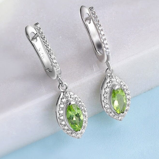 Marquise Brilliant Cut Gemstone Natural Peridot Drop Earrings - 925 Sterling SilverEarrings