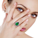 Natural Pearl Vintage Emerald Ring - 925 Sterling SilverRing