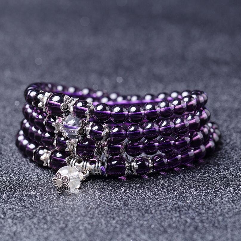 Amethyst Buddhist Bracelet/Necklace - 108 Prayer BeadsBracelet