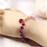 Natural Strawberry Crystal/Amethyst/Rose Red Tiger Eye Beads BraceletBracelet